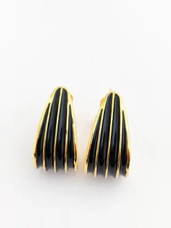 Contrast Striped Hoop Earrings Earrings|Accessories