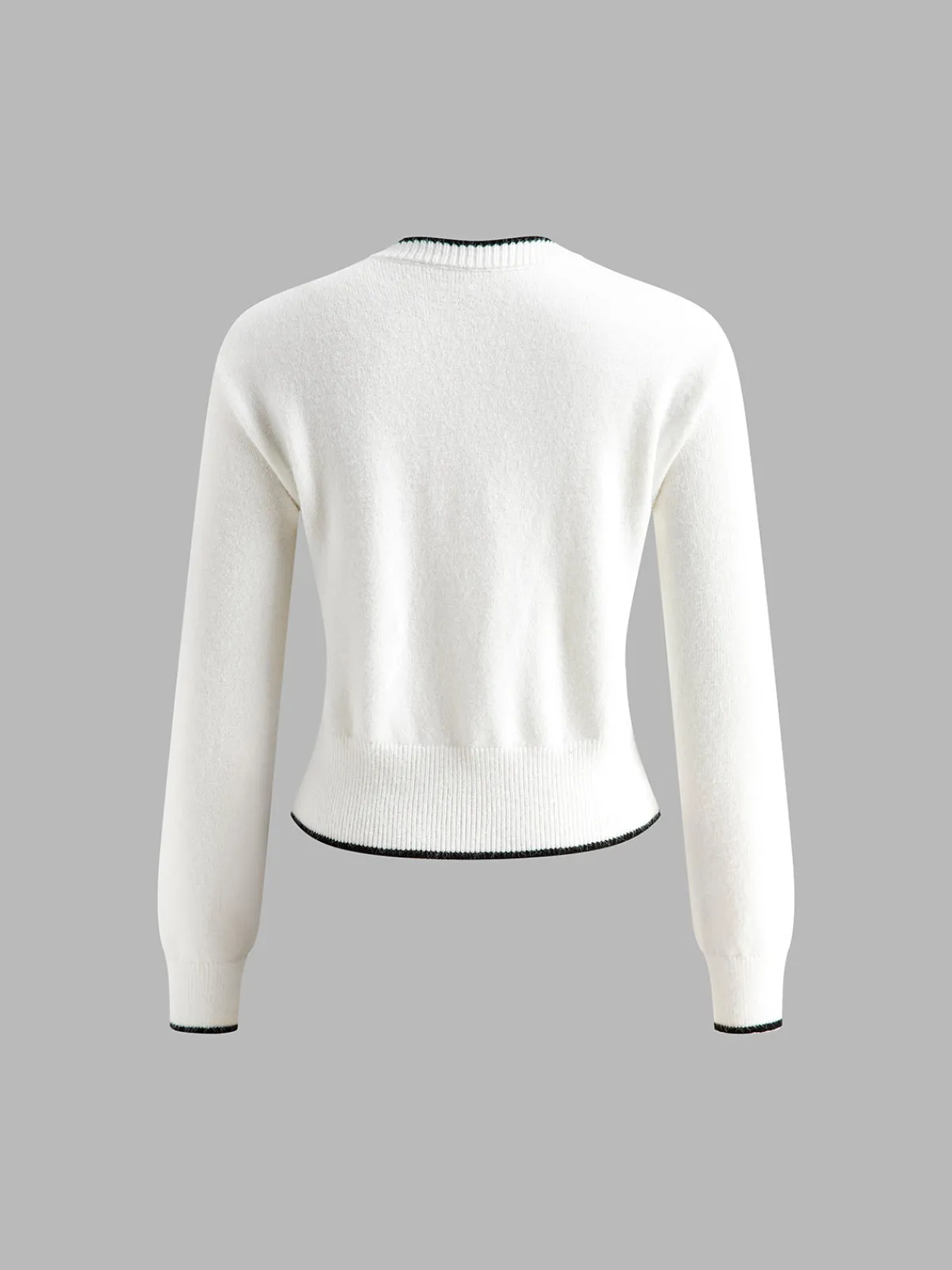 Outlet Contrast Trim Bow Decor Knit Outwear Sweater Tops|Outerwear