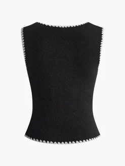 Hot Contrast Trim Bow Sweater Vest Sweater Vests|Sweaters & Cardigans