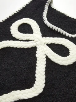 Hot Contrast Trim Bow Sweater Vest Sweater Vests|Sweaters & Cardigans