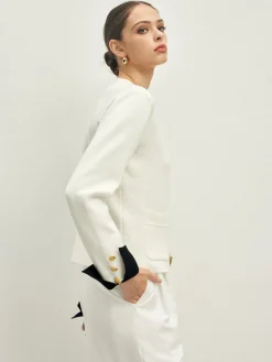 Clearance Contrast Trim Button Jersey Cardigan Cardigans|Sweaters & Cardigans