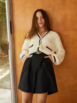 Sale Contrast Trim Button Pockets Cardigan Cardigans|Sweaters & Cardigans