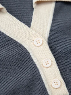 Best Contrast Trim Button Up Ribbed Shirt Sweater Tops|Sweaters & Cardigans