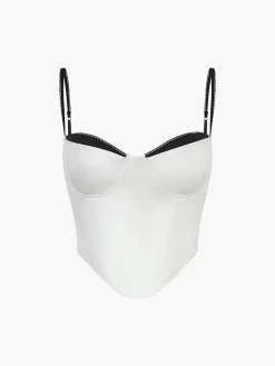 Clearance Contrast Trim Corset Cami Top Corset Tops|Tank Tops & Camis
