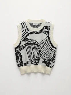 Online Contrast Trim Floral Sweater Vest Sweater Vests|Sweaters & Cardigans