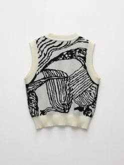 Online Contrast Trim Floral Sweater Vest Sweater Vests|Sweaters & Cardigans