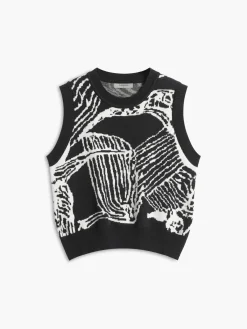 Online Contrast Trim Floral Sweater Vest Sweater Vests|Sweaters & Cardigans