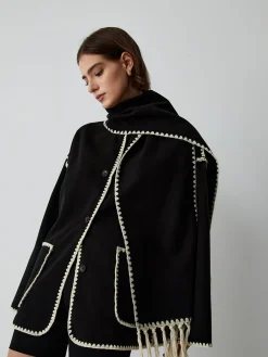 New Contrast Trim Jacket With Matching Scarf Outerwear|Jackets