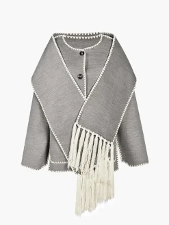 New Contrast Trim Jacket With Matching Scarf Outerwear|Jackets