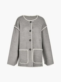New Contrast Trim Jacket With Matching Scarf Outerwear|Jackets