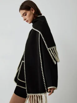 New Contrast Trim Jacket With Matching Scarf Outerwear|Jackets