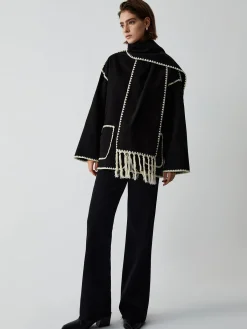 New Contrast Trim Jacket With Matching Scarf Outerwear|Jackets