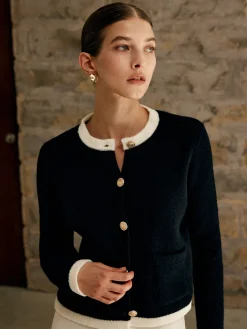 Hot Contrast Trim Jersey Cardigan Cardigans|Sweaters & Cardigans