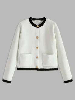 Hot Contrast Trim Jersey Cardigan Cardigans|Sweaters & Cardigans