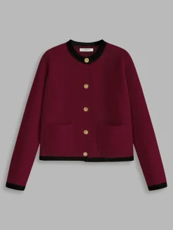 Hot Contrast Trim Jersey Cardigan Cardigans|Sweaters & Cardigans