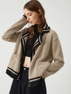 Clearance Contrast Trim Knit Cardigan Cardigans|Sweaters & Cardigans