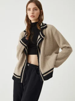 Clearance Contrast Trim Knit Cardigan Cardigans|Sweaters & Cardigans