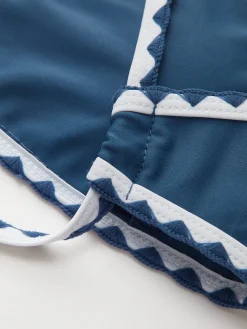 Online Contrast Trim Knotted Bikini Set Swimwear|Tops