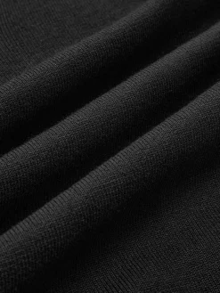 Online Contrast Trim Lace Up Sweater Dress Black Dresses|Sweater Dresses
