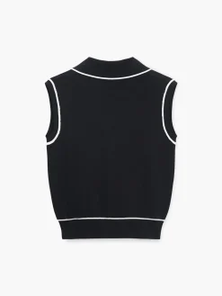 New Contrast Trim Lapel Sweater Vest Sweater Vests|Sweaters & Cardigans