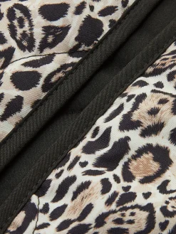 Sale Contrast Trim Leopard Printed Winter Coat Outerwear|Coats