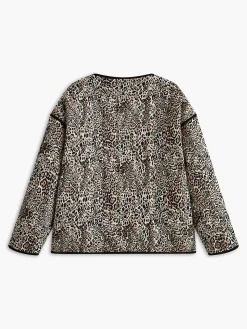 Sale Contrast Trim Leopard Printed Winter Coat Outerwear|Coats
