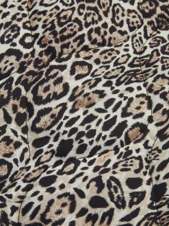 Sale Contrast Trim Leopard Printed Winter Coat Outerwear|Coats