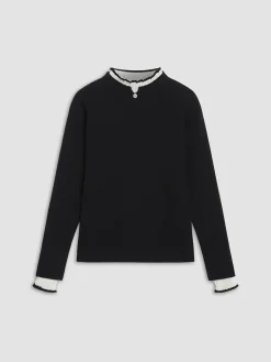 Hot Contrast Trim Mock Neck Knit Top Sweater Tops|Sweaters & Cardigans