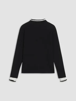 Hot Contrast Trim Mock Neck Knit Top Sweater Tops|Sweaters & Cardigans