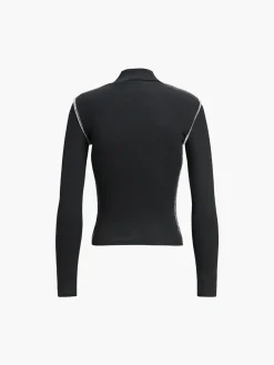 Discount Contrast Trim Mock Neck Long Sleeve Top T-shirts|Tops