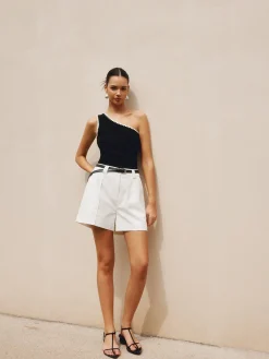 Discount Contrast Trim One Shoulder Off Tank Top Tank Tops & Camis|Matching Sets