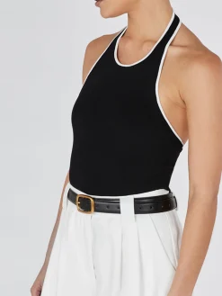Contrast Trim Open Back Knit Top Sweater Vests|Sweaters & Cardigans