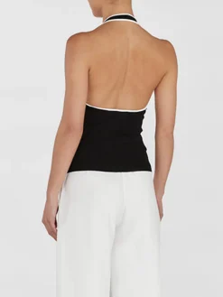 Contrast Trim Open Back Knit Top Sweater Vests|Sweaters & Cardigans