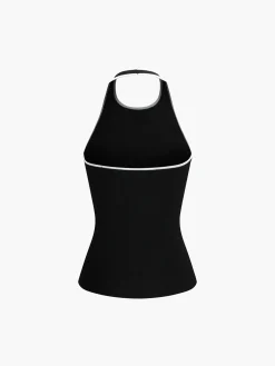 Contrast Trim Open Back Knit Top Sweater Vests|Sweaters & Cardigans