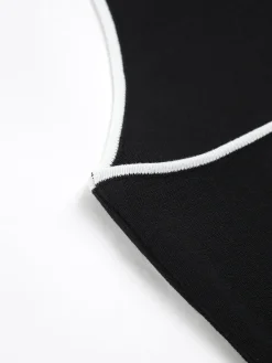 Contrast Trim Open Back Knit Top Sweater Vests|Sweaters & Cardigans