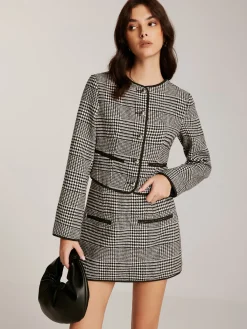 Sale Contrast Trim Plaid Button Jacket Outerwear|Jackets