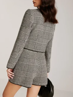 Sale Contrast Trim Plaid Button Jacket Outerwear|Jackets