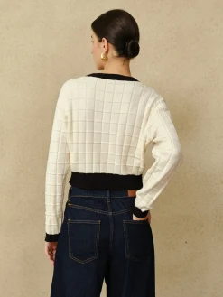 Best Contrast Trim Plaid Pullover Sweater Sweater Tops|Sweaters & Cardigans