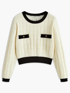 Best Contrast Trim Plaid Pullover Sweater Sweater Tops|Sweaters & Cardigans