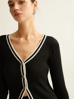Clearance Contrast Trim Pleated Knit Skirt Set Sweater Tops|Skirts