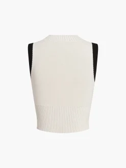 Best Contrast Trim Pleated Mini Sweater Skirt Set Sweater Tops|Skirts