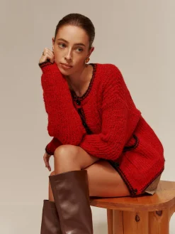 Contrast Trim Pockets Button Cardigan Cardigans|Sweaters & Cardigans