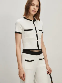 Clearance Contrast Trim Pockets Cardigan Cardigans|Sweaters & Cardigans