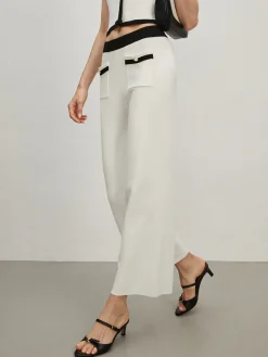 New Contrast Trim Pockets Sweater Pants Pants|Knitwear