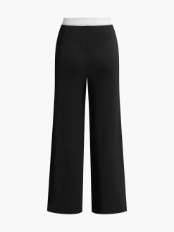New Contrast Trim Pockets Sweater Pants Pants|Knitwear