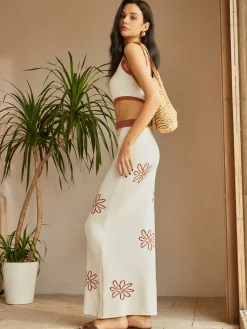 Contrast Trim Print Skirt Set Skirt Sets|Long Sleeve Sets