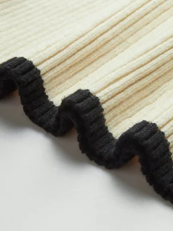 Hot Contrast Trim Ribbed Sweater Sweater Tops|Sweaters & Cardigans
