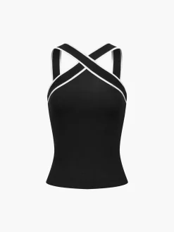Discount Contrast Trim Strap Knit Top Tank Tops & Camis|Knitwear