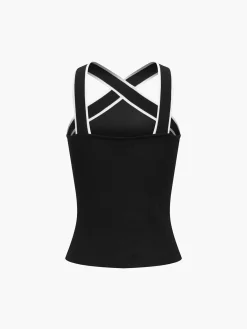 Discount Contrast Trim Strap Knit Top Tank Tops & Camis|Knitwear