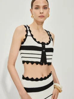 New Contrast Trim Stripe Knit Skirt Set Skirt Sets|Long Sleeve Sets